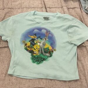 Warner Bros. Blue Short Sleeve Tee with Cartoon Graphic